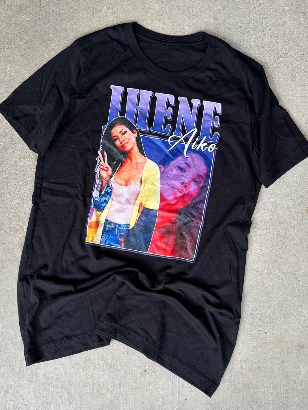 Jhene Aiko Music Graphic Print T-Shirt Black Short Sleeve Tee